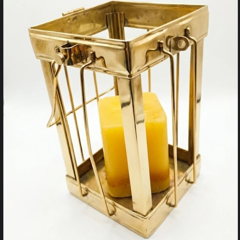 Brass Vintage Lantern With Candle
